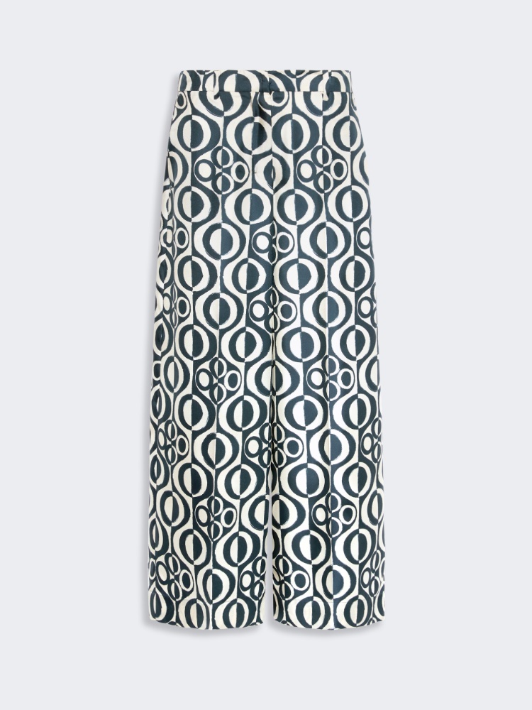 Printed silk twill trousers - ULTRAMARINE - 4
