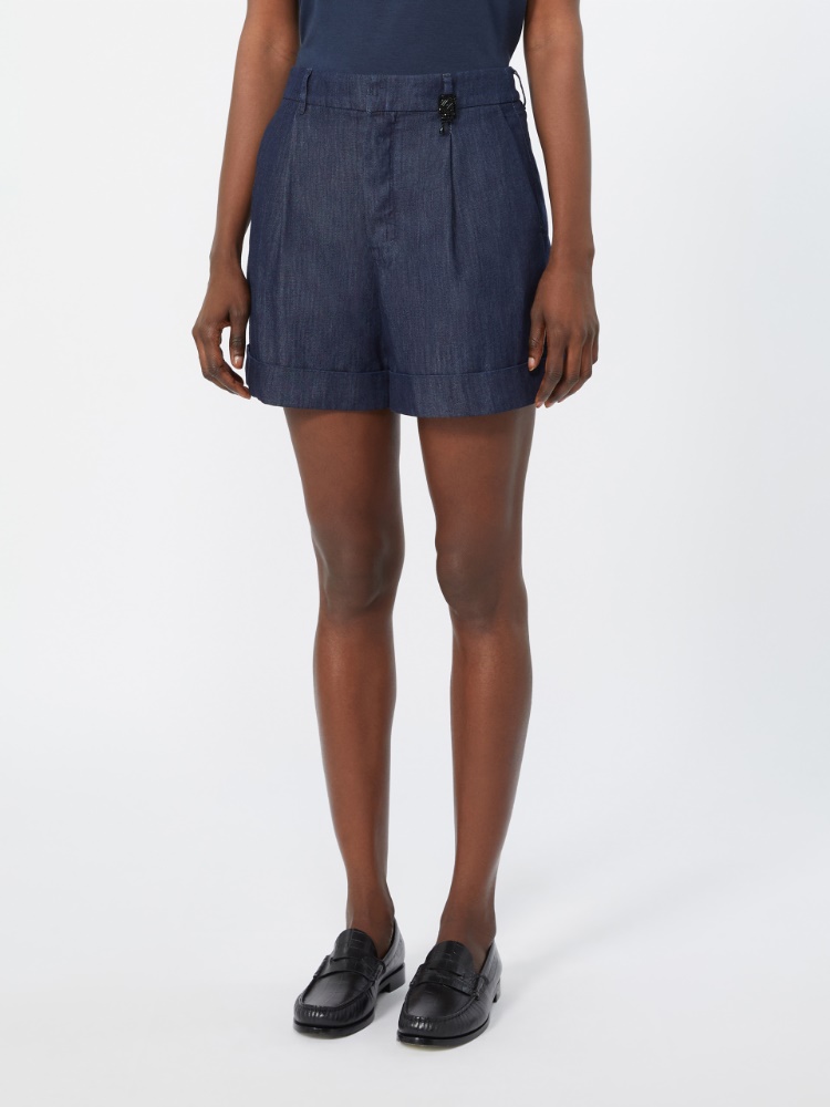 Cotton denim shorts - MIDNIGHTBLUE - 2