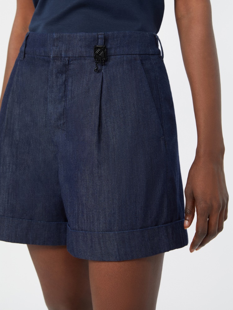 Cotton denim shorts - MIDNIGHTBLUE - 4