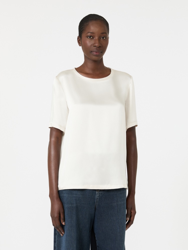Viscose satin blouse - IVORY - 2