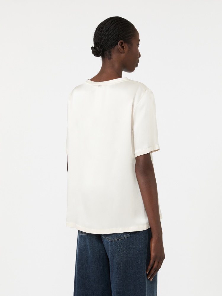 Viscose satin blouse - IVORY - 3