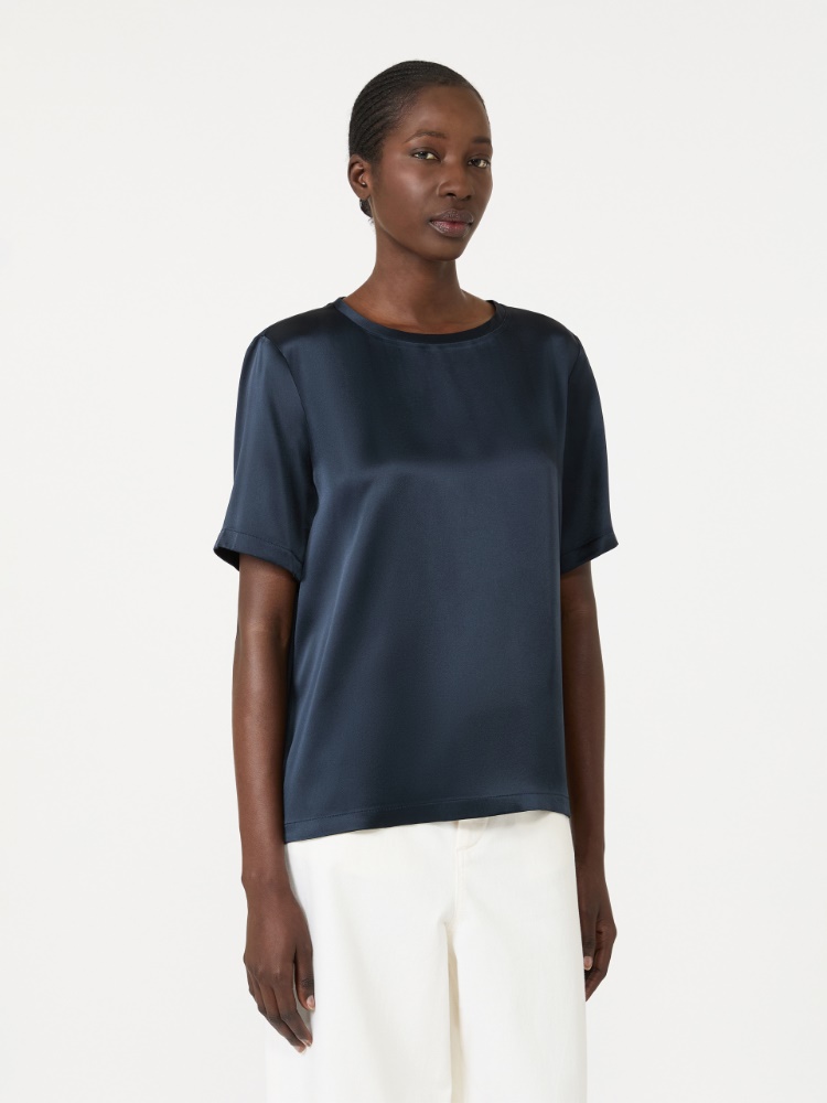 Viscose satin blouse - MIDNIGHTBLUE - 2