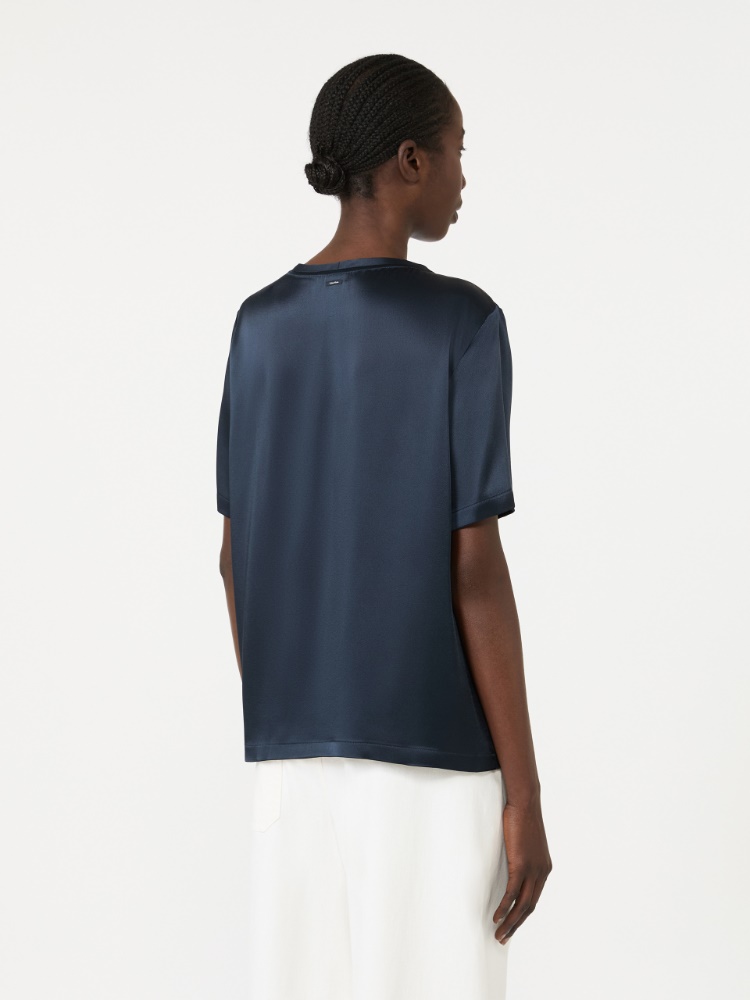 Viscose satin blouse - MIDNIGHTBLUE - 3