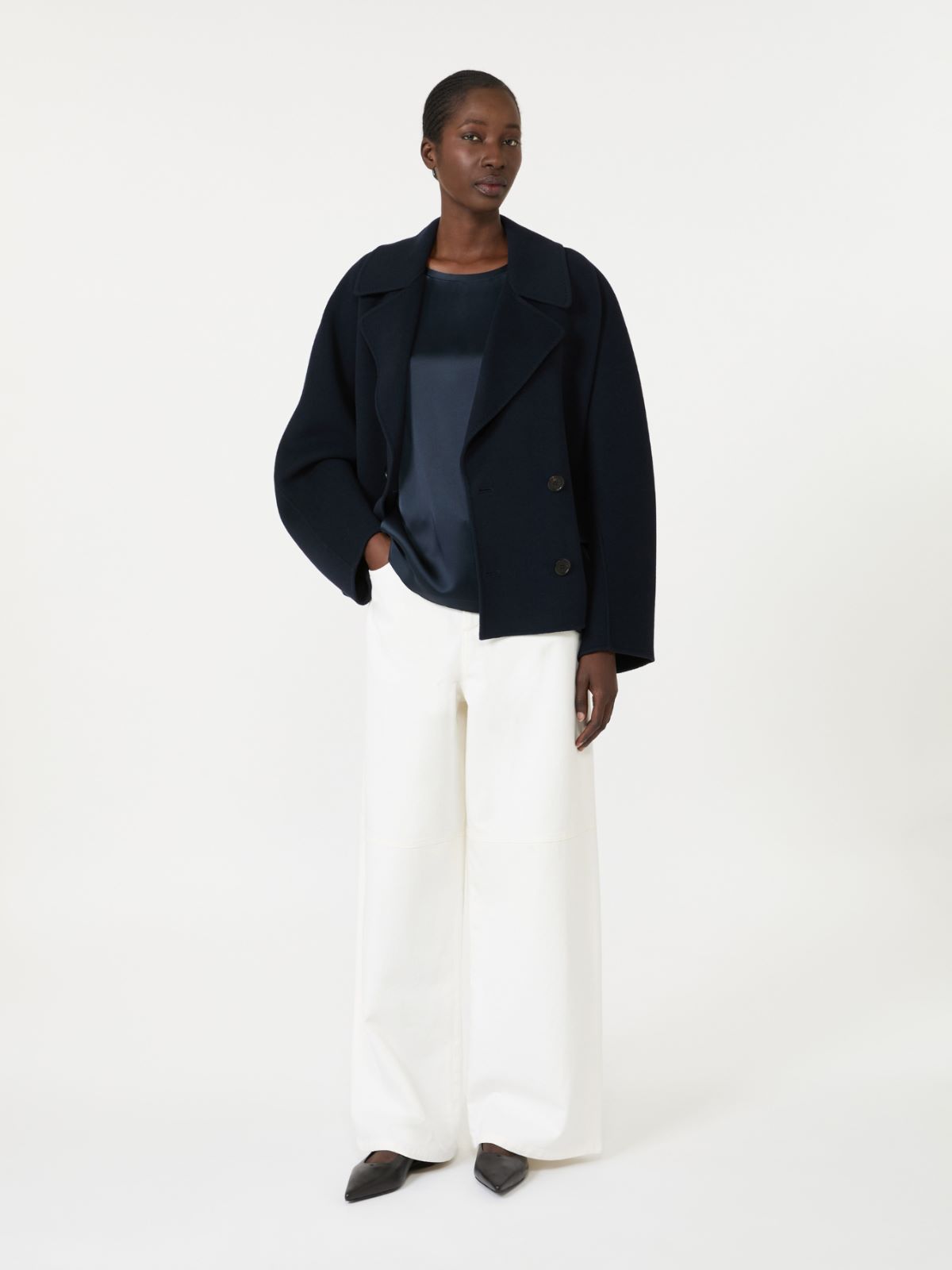 Viscose satin blouse - MIDNIGHTBLUE