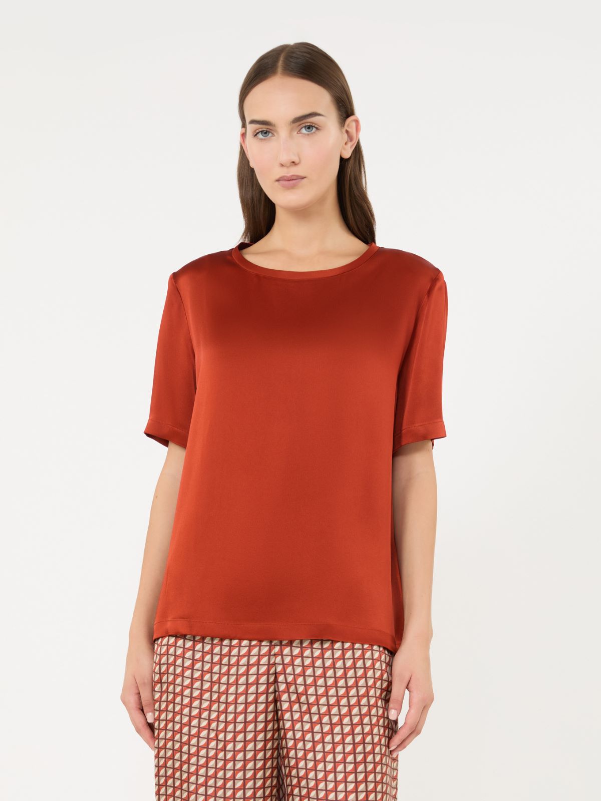 Satin crew-neck blouse - ORANGE - Max Mara - 2