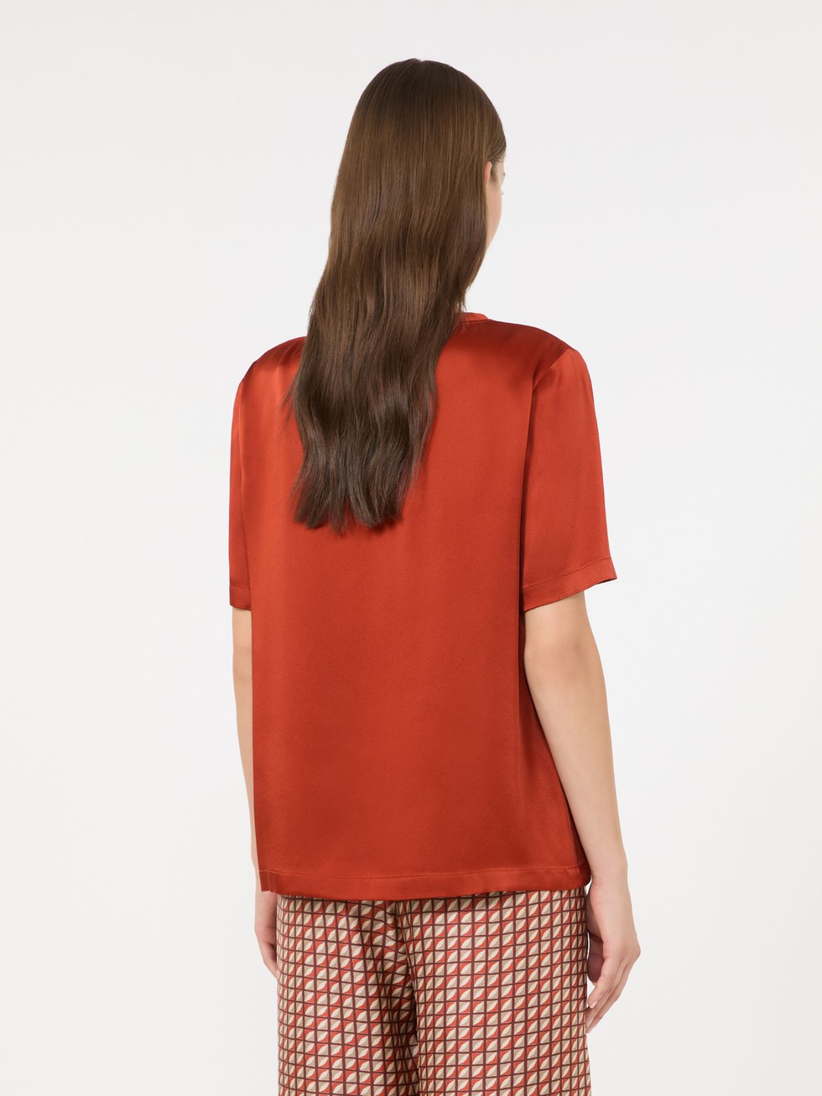 Satin crew-neck blouse - ORANGE - Max Mara - 3