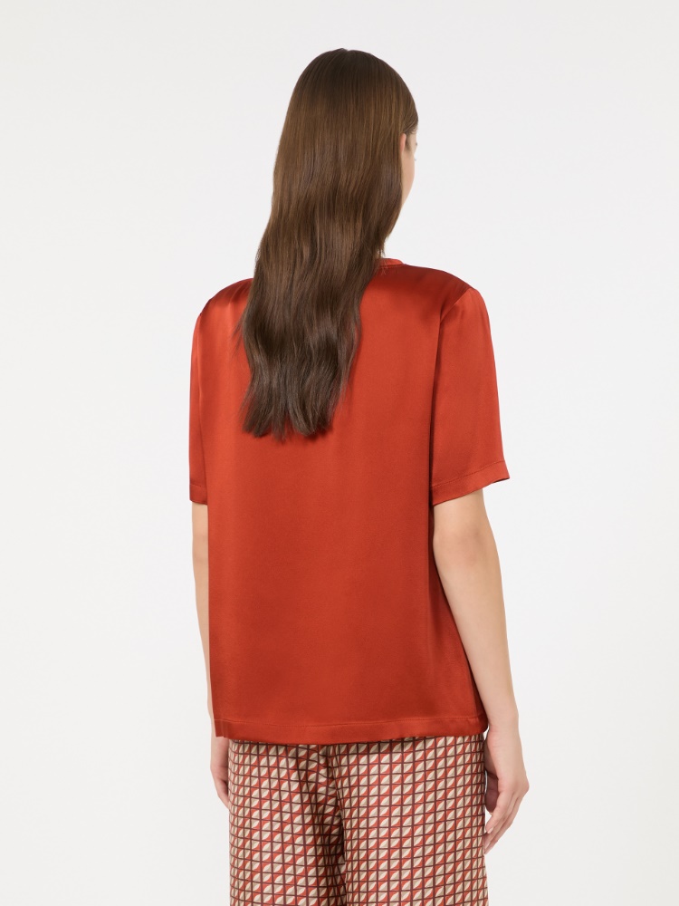 Satin crew-neck blouse - ORANGE - Max Mara - 3