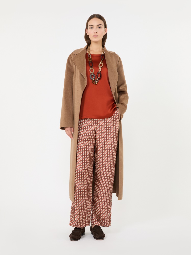 Satin crew-neck blouse + ORANGE - Max Mara