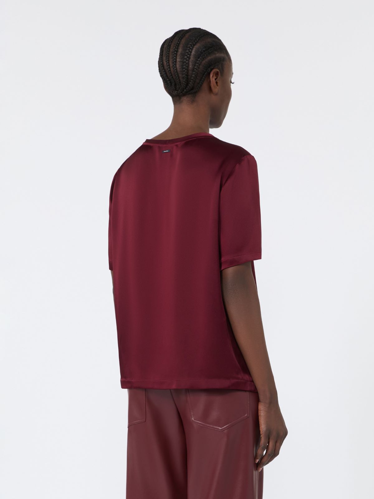 Satin crew-neck blouse - BORDEAUX - Max Mara - 3