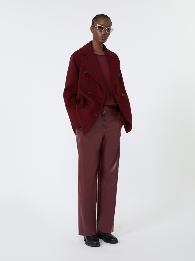 Satin crew-neck blouse - BORDEAUX