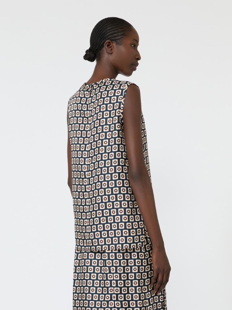Printed silk twill top - ULTRAMARINE - 3