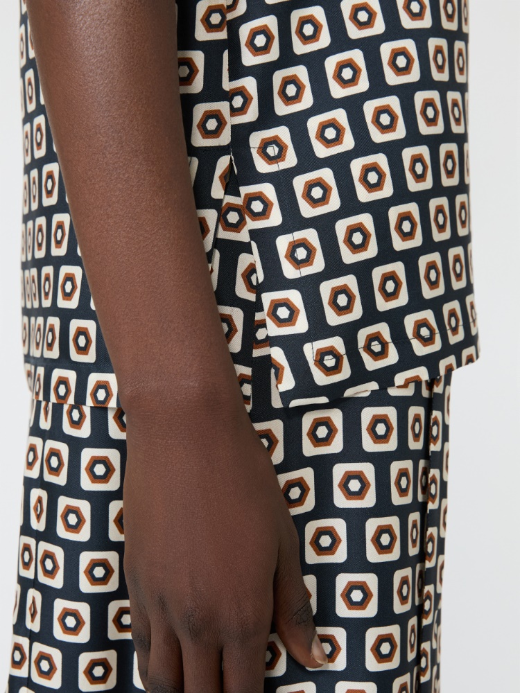 Printed silk twill top - ULTRAMARINE - 4
