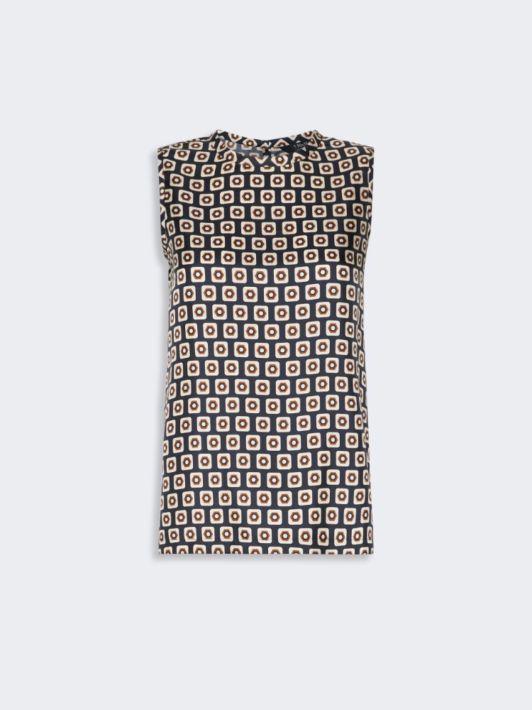 Printed silk twill top - ULTRAMARINE