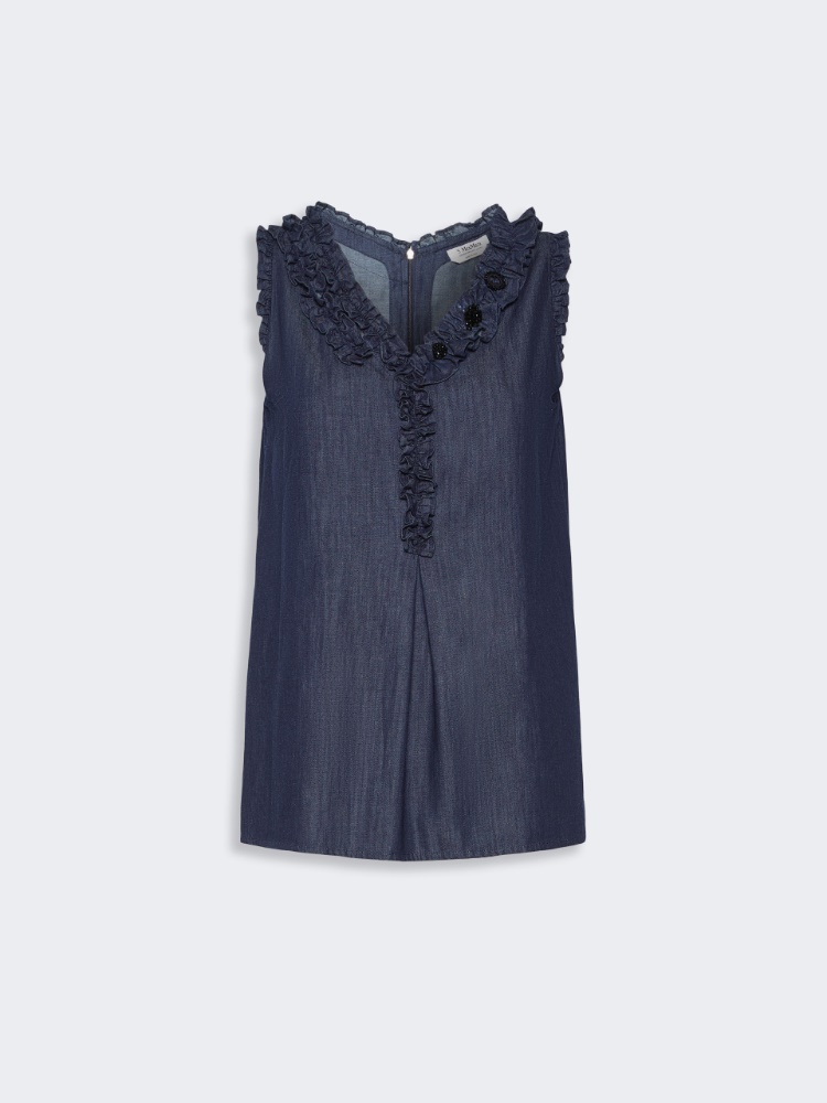 Sleeveless cotton denim top - MIDNIGHTBLUE