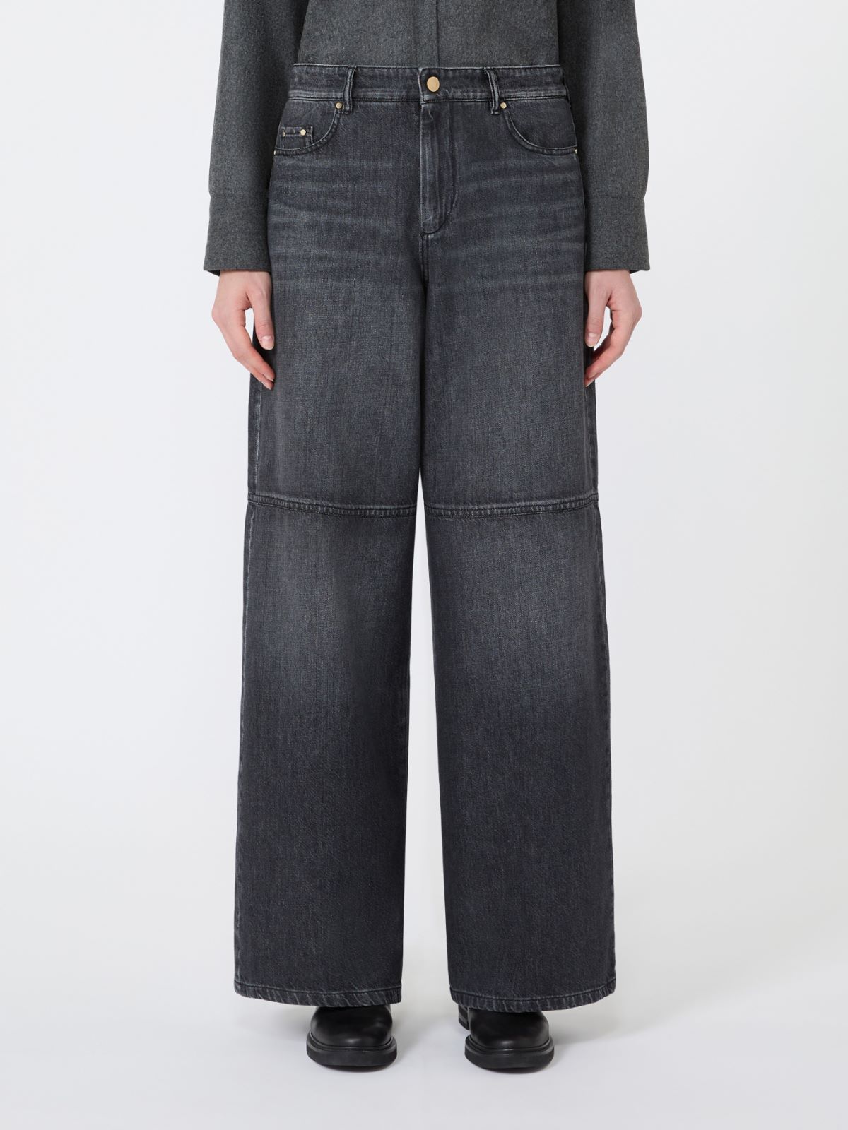 Straight-fit cotton denim jeans - BLACK - Max Mara - 2