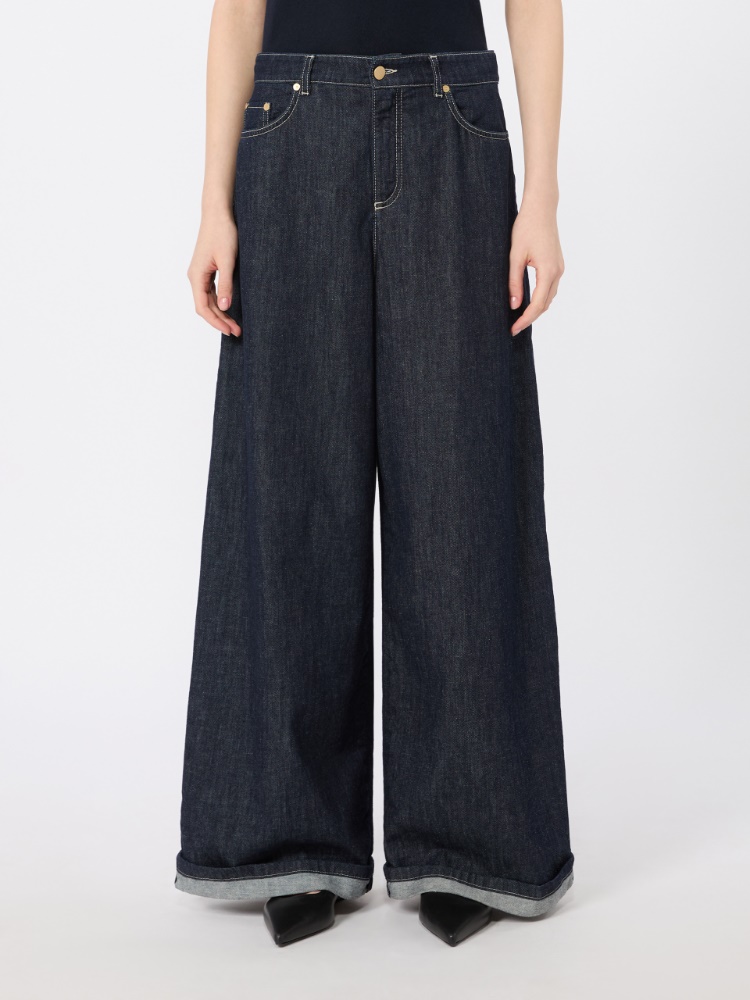 Cotton denim wide-leg jeans - ULTRAMARINE - 2