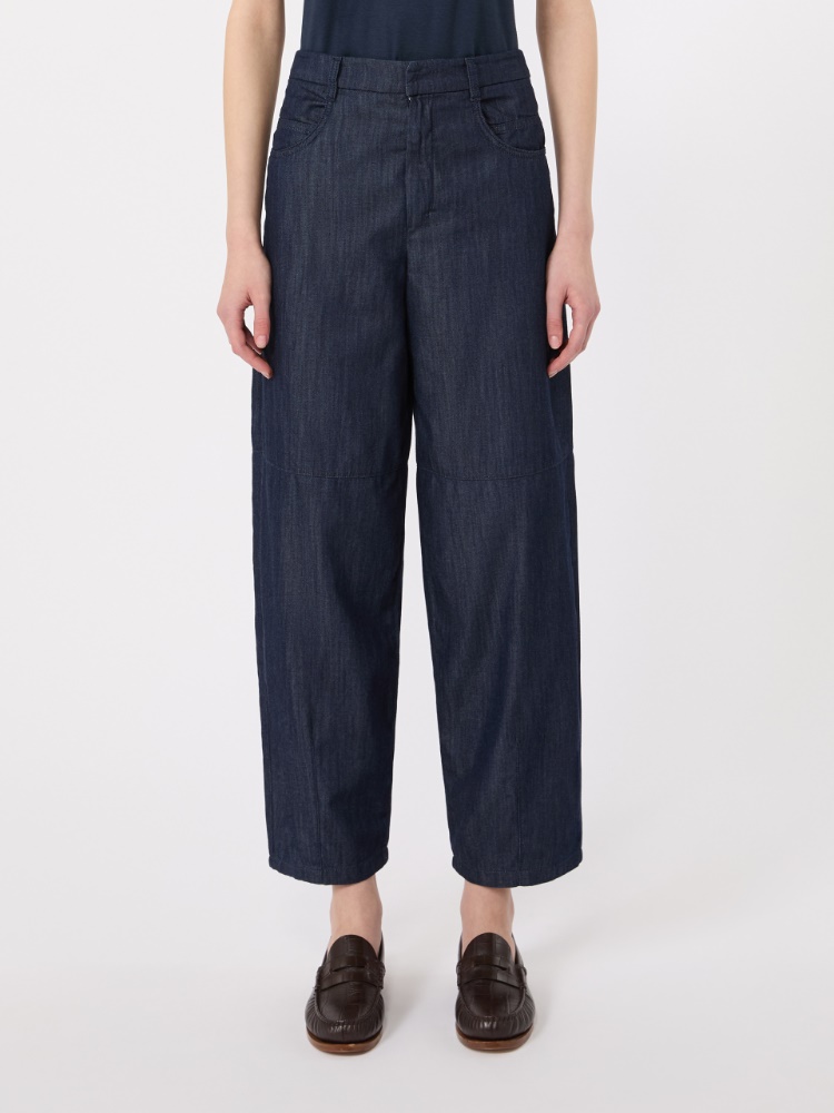 Barrel-Leg-Hose aus Baumwolldenim - NACHTBLAU - 2