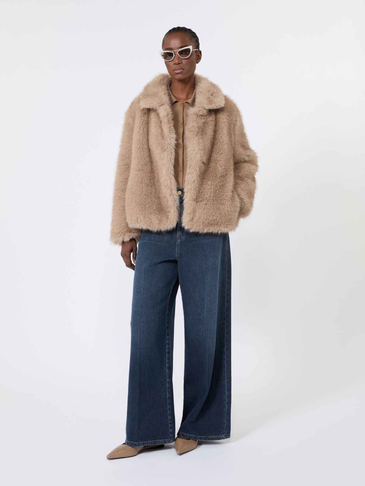 Jean large en denim de coton + BLEU NUIT - Max Mara