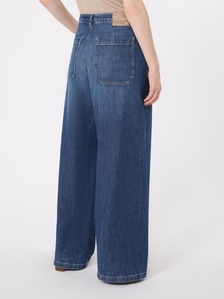 Straight leg cotton denim trousers - CHINA BLUE - 3