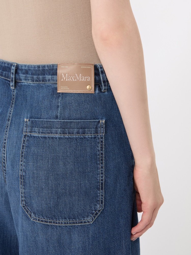 Straight leg cotton denim trousers - CHINA BLUE - 4