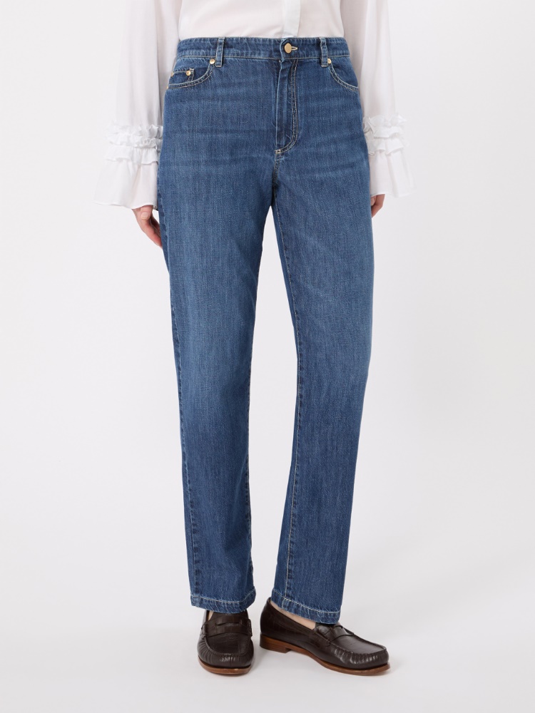 Slim-fit cotton denim jeans - CHINA BLUE - 2
