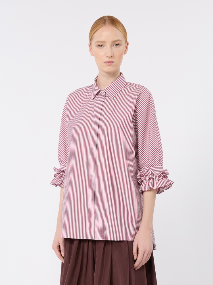 Cotton poplin shirt - BORDEAUX - 2