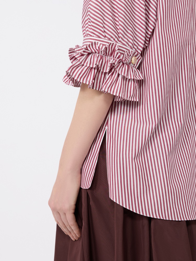 Cotton poplin shirt - BORDEAUX - 4