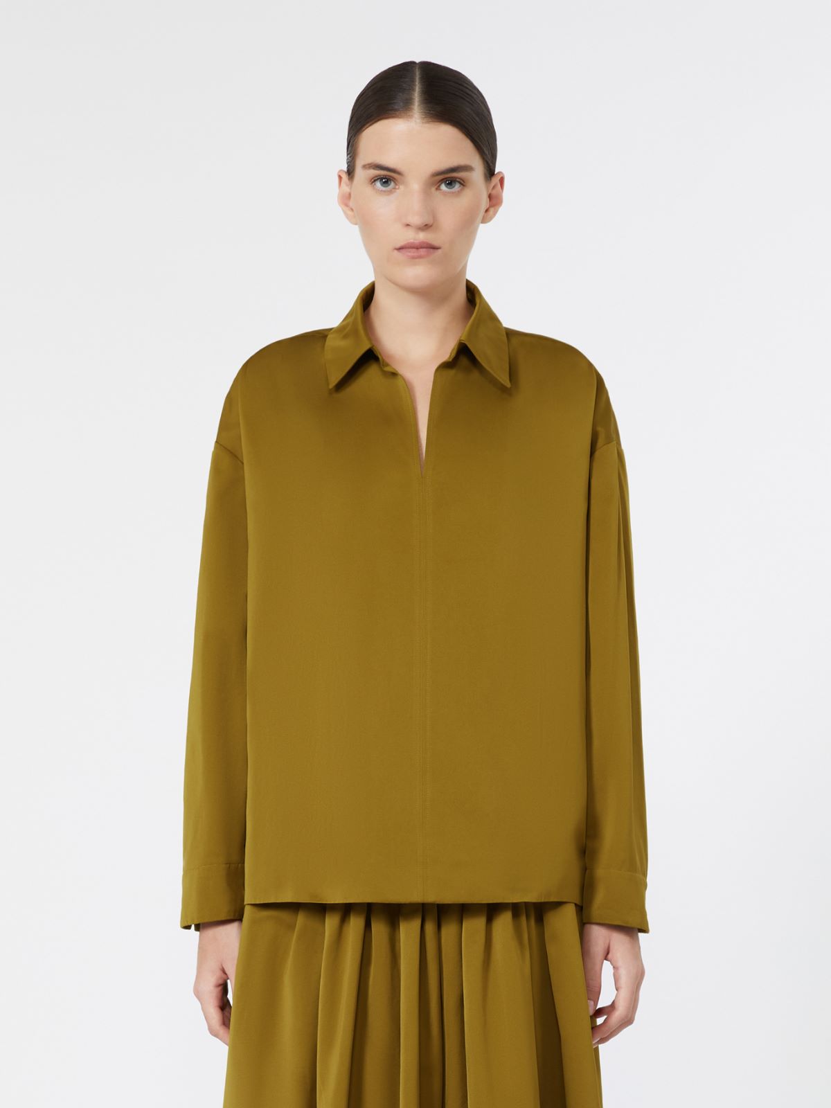 Cotton-blend satin blouse - MUSTARD - Max Mara - 2