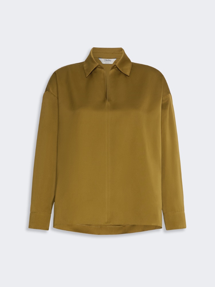 Cotton-blend satin blouse - MUSTARD