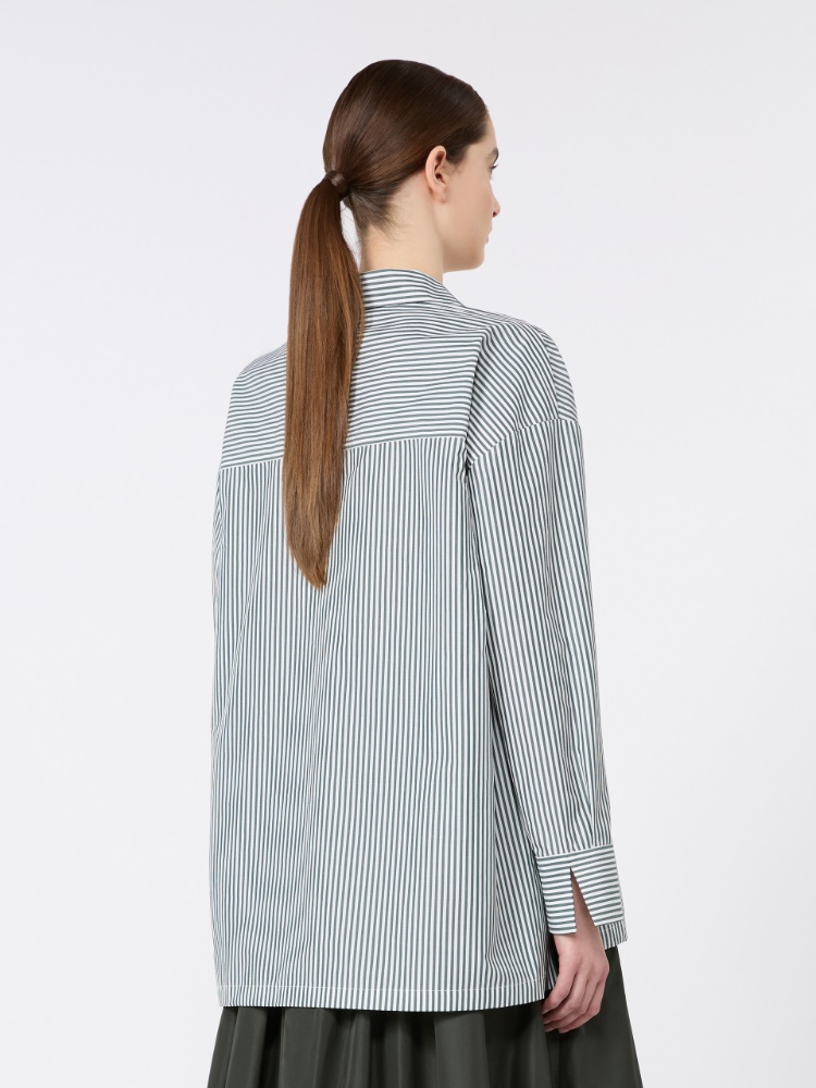 Cotton poplin blouse - DARK GREEN - 3