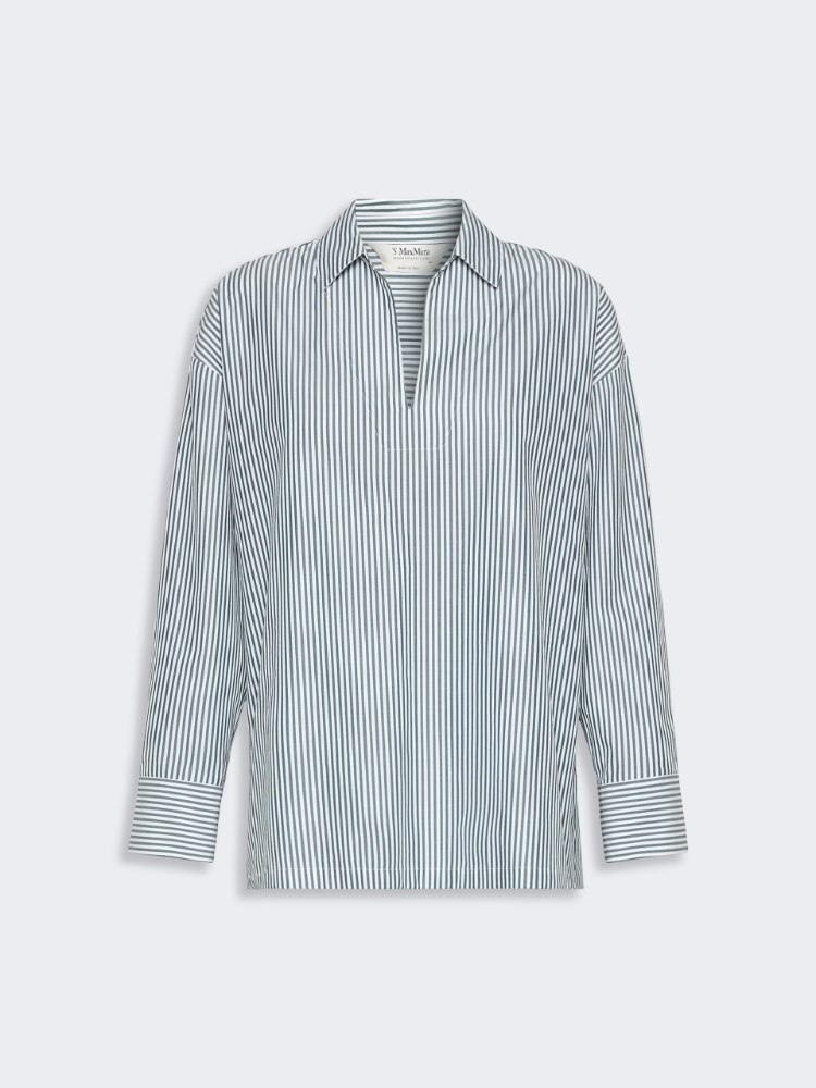 Cotton poplin blouse - DARK GREEN