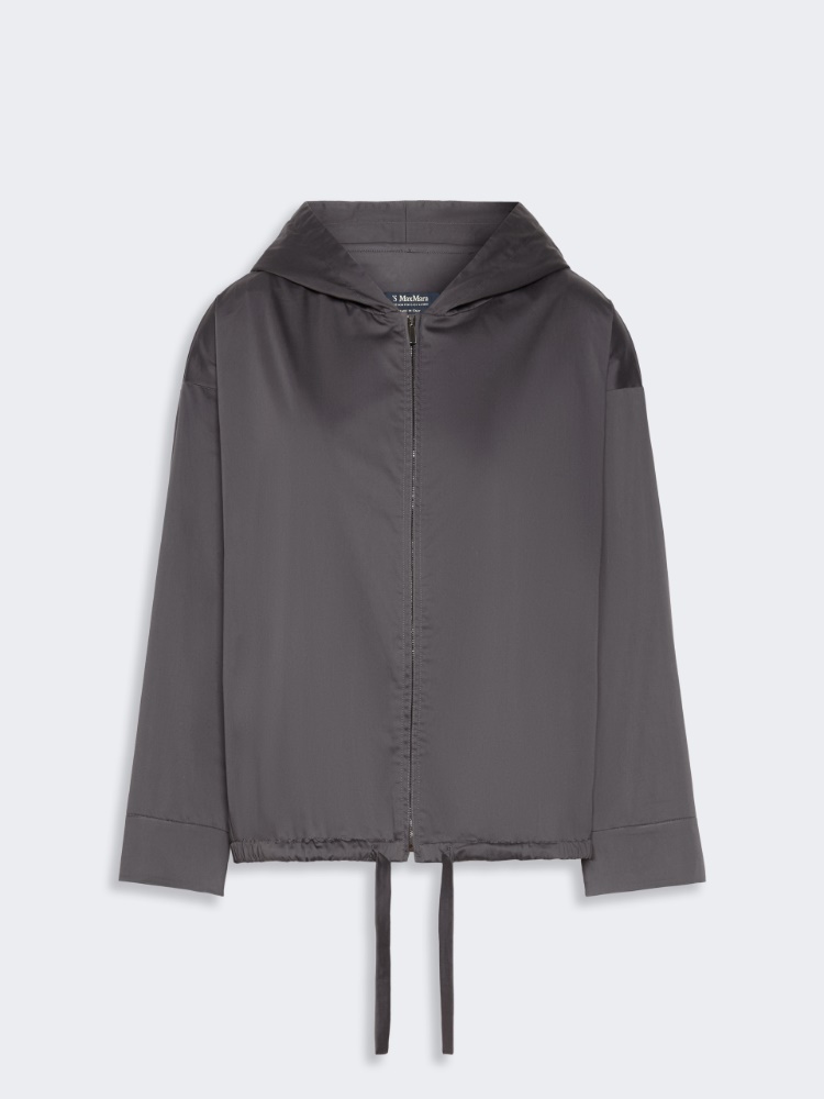 Hooded cotton satin blouse - DARK GREY - 4