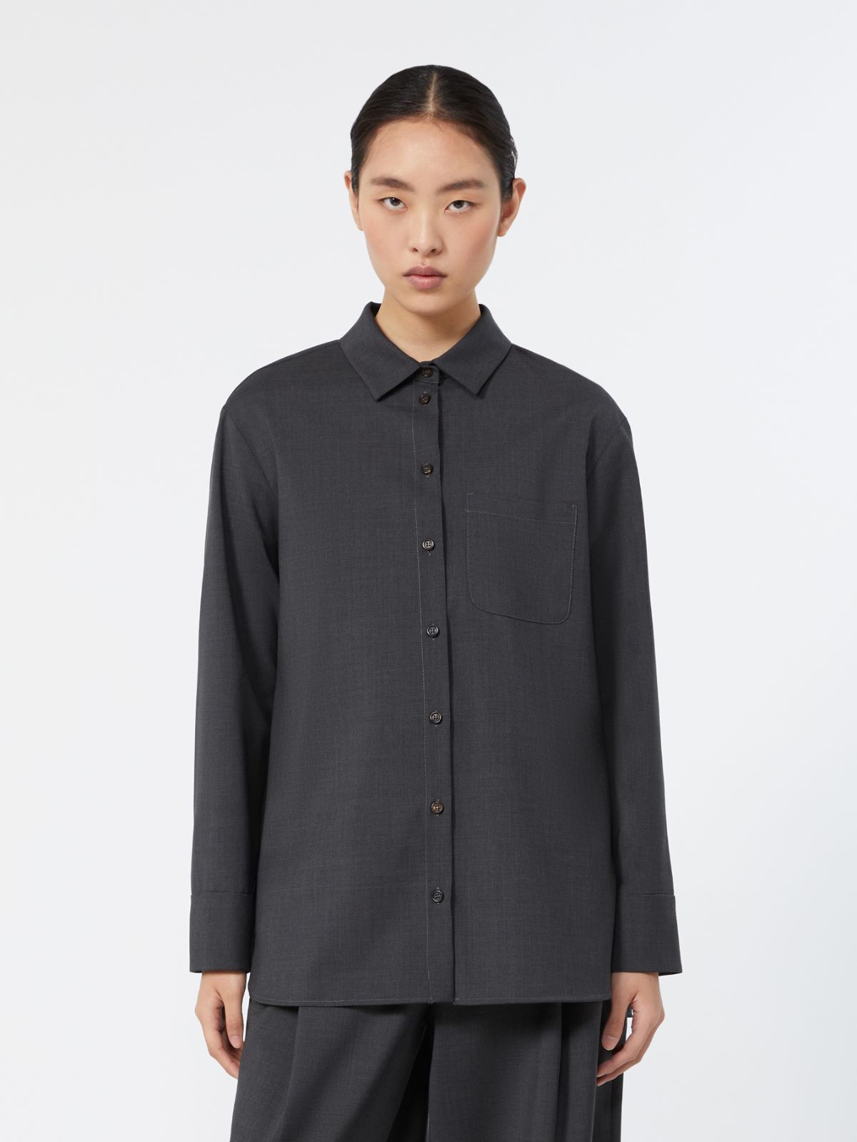 Basic woollen cloth shirt - DARK GREY - Max Mara - 2