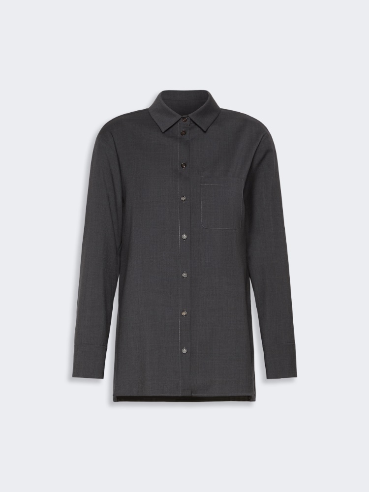 Basic woollen cloth shirt - DARK GREY