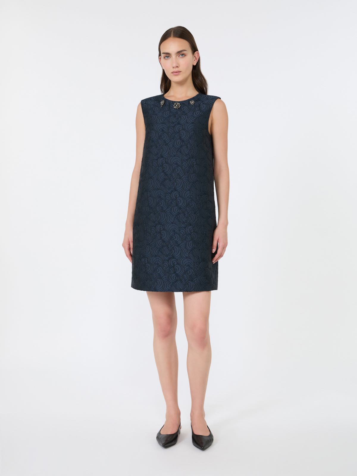 Cotton-blend princess-line jacquard dress - MIDNIGHTBLUE - Max Mara - 2