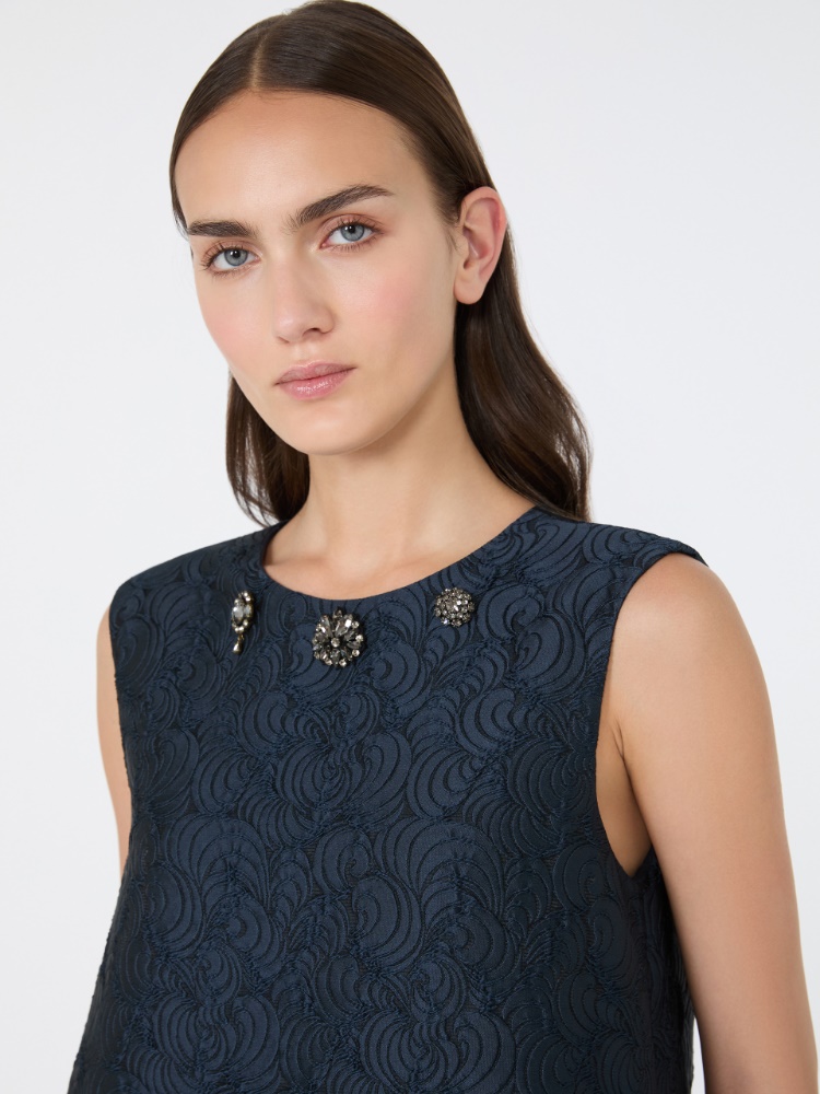 Cotton-blend princess-line jacquard dress - MIDNIGHTBLUE - Max Mara - 4