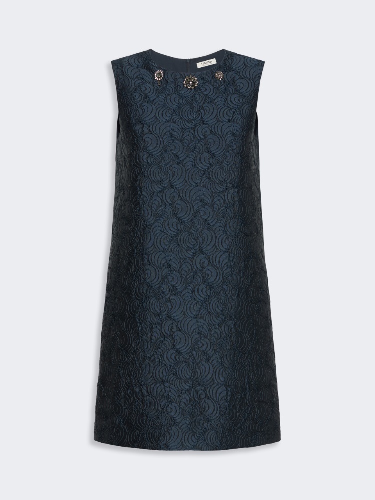 Cotton-blend princess-line jacquard dress - MIDNIGHTBLUE