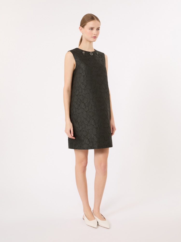 Cotton-blend princess-line jacquard dress - DARK GREEN - 2