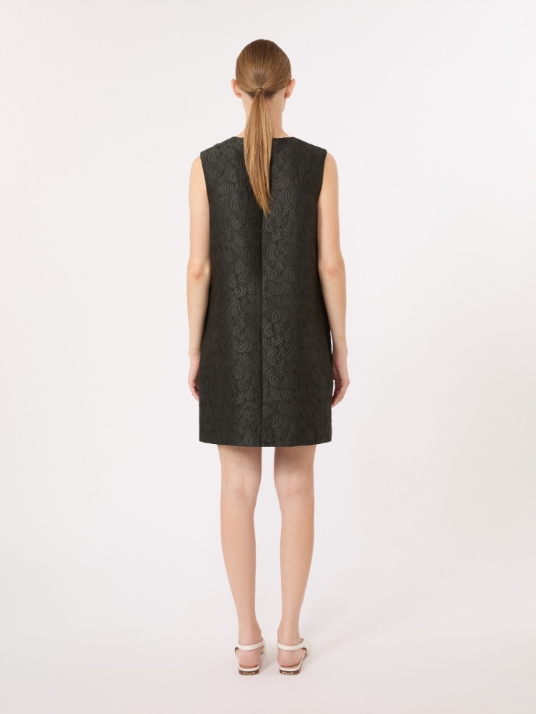 Cotton-blend princess-line jacquard dress - DARK GREEN - 3