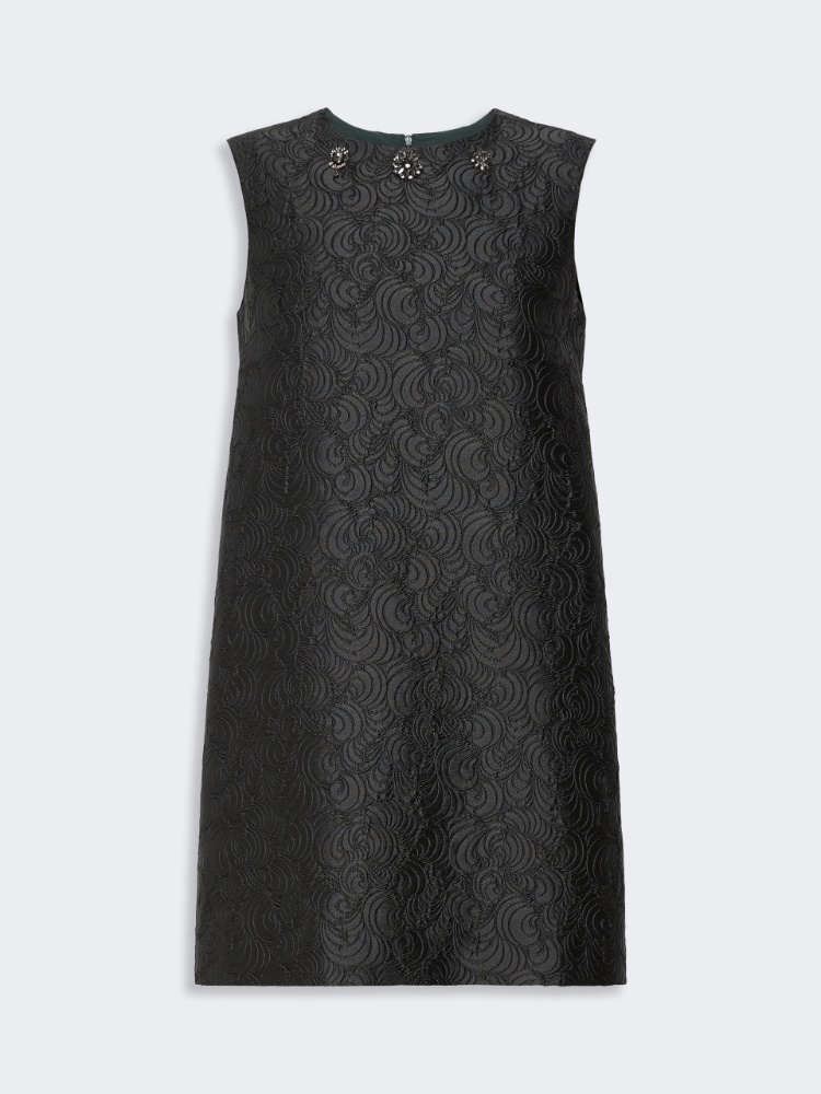 Cotton-blend princess-line jacquard dress - DARK GREEN - 5