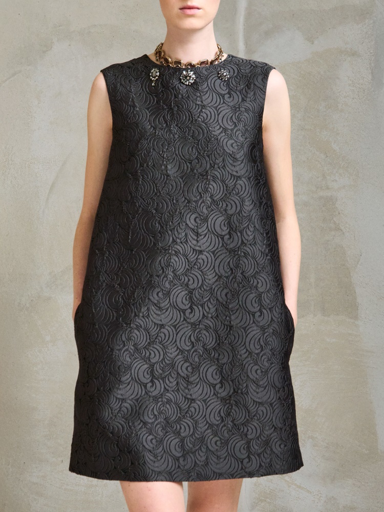 Cotton-blend princess-line jacquard dress + DARK GREEN - Max Mara