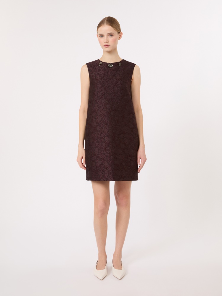 Cotton-blend princess-line jacquard dress - PLUM - 2