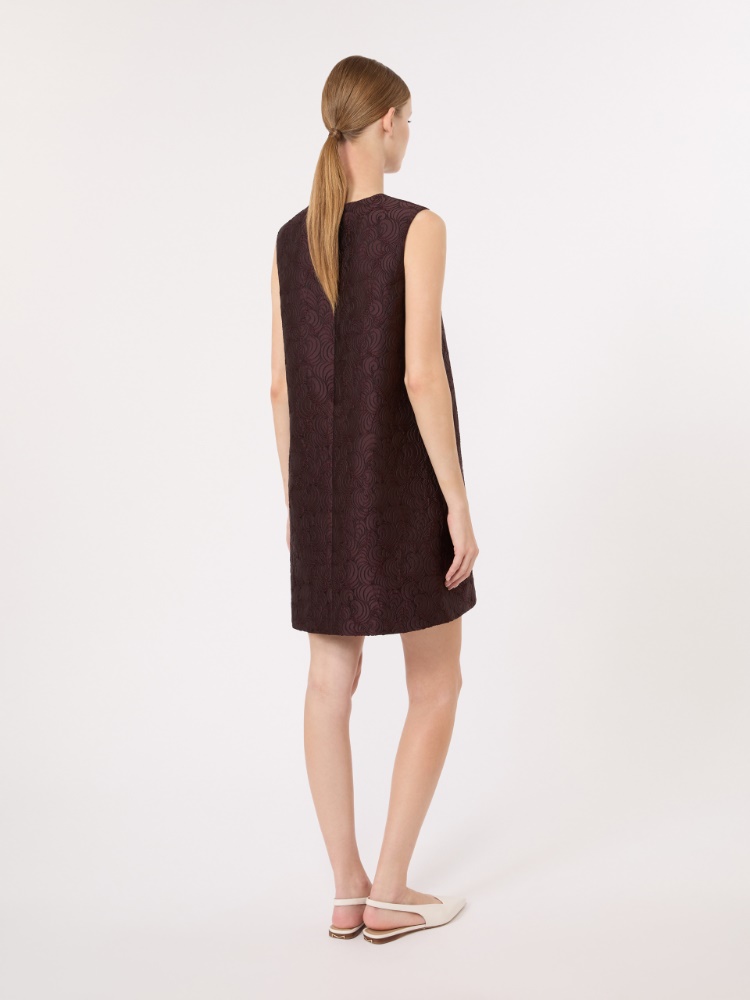 Cotton-blend princess-line jacquard dress - PLUM - 3