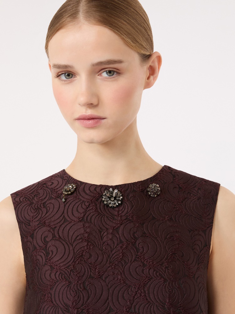 Cotton-blend princess-line jacquard dress - PLUM - 4