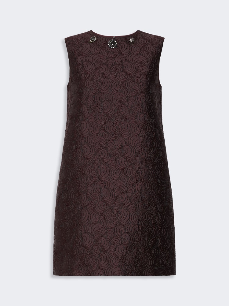 Cotton-blend princess-line jacquard dress - PLUM