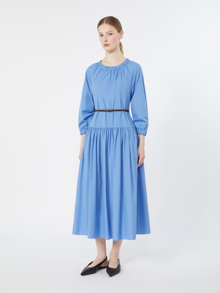 Long dress in cotton poplin - LIGHT BLUE - 2