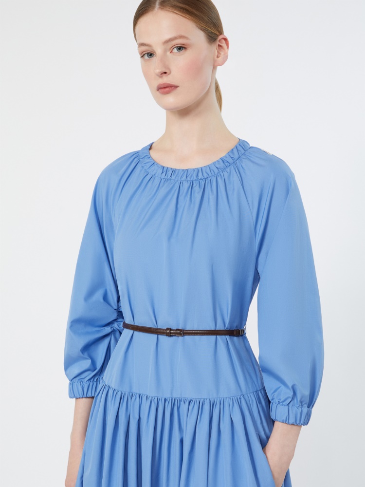 Long dress in cotton poplin - LIGHT BLUE - 4