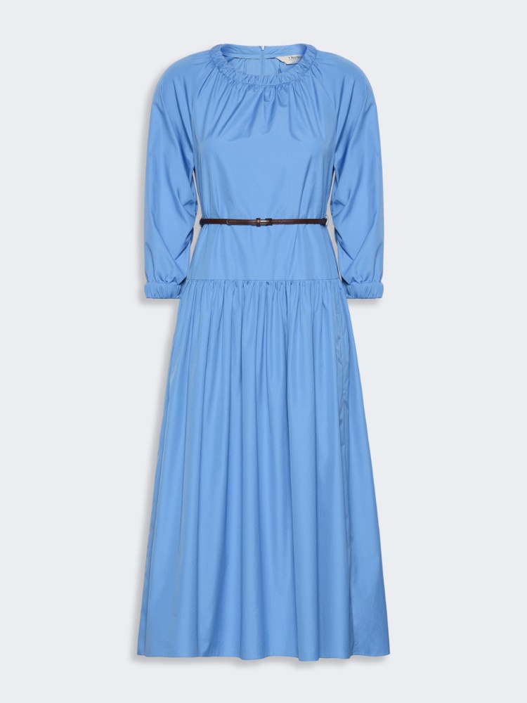 Long dress in cotton poplin - LIGHT BLUE - 5