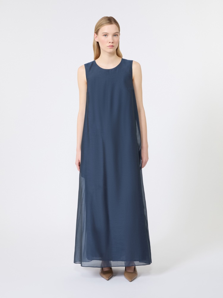 Cotton and silk voile flared dress - MIDNIGHTBLUE - Max Mara - 2