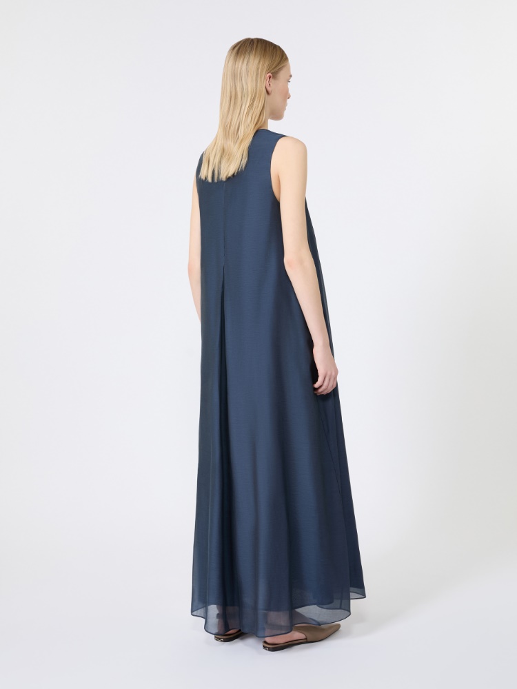 Cotton and silk voile flared dress - MIDNIGHTBLUE - Max Mara - 3